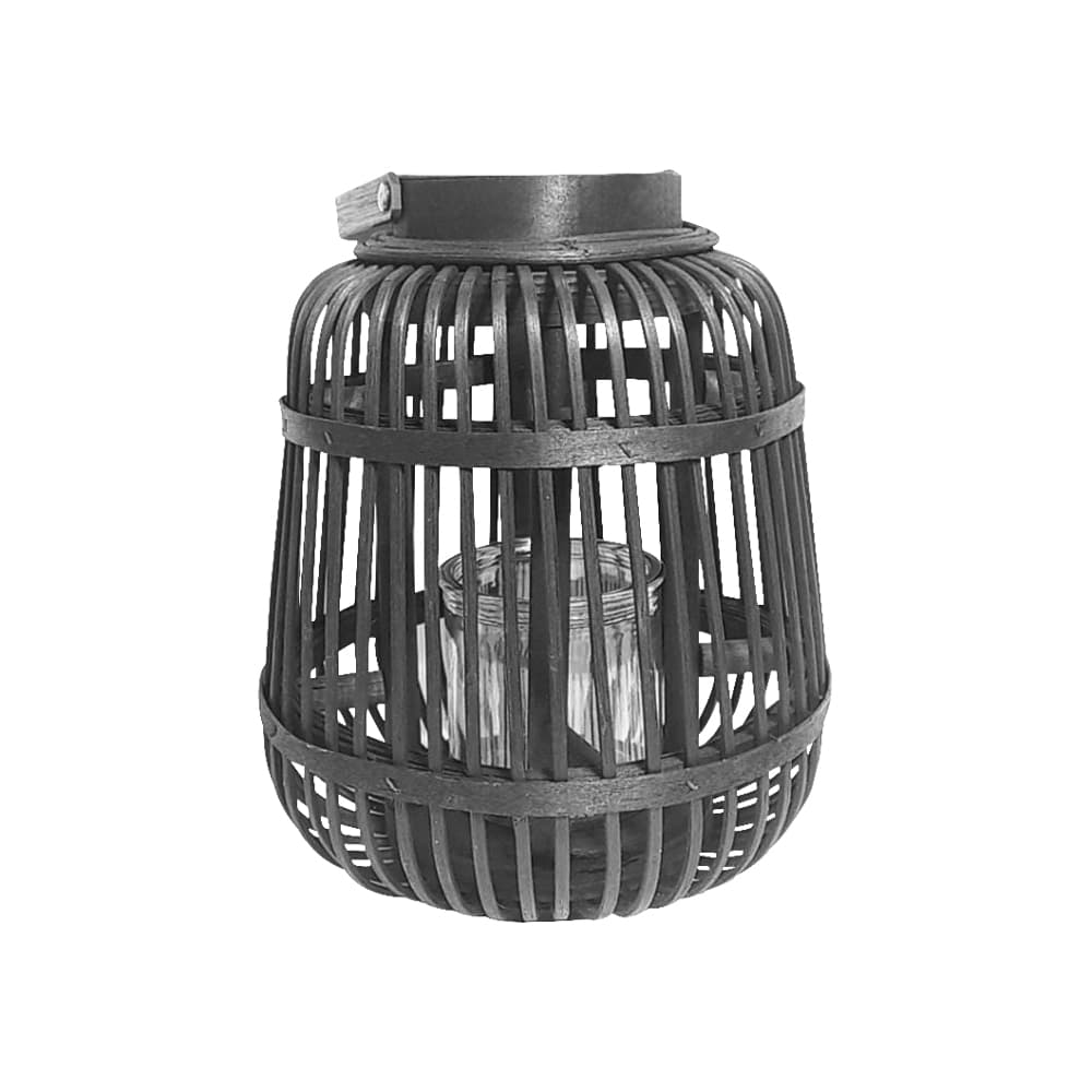 Farol de exterior colgante de bambo negro 24 x 19 cm