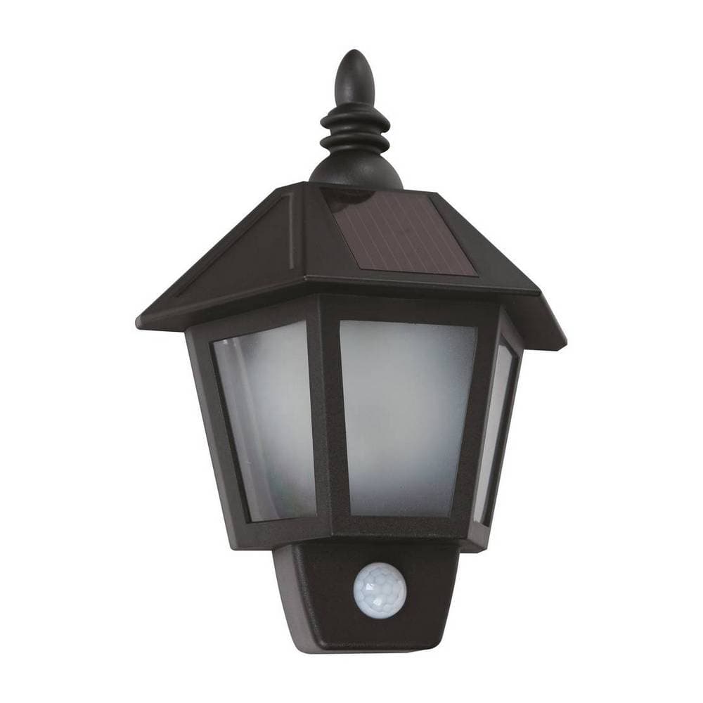 Lámpara solar led de pared sensor de movimiento negra 2w