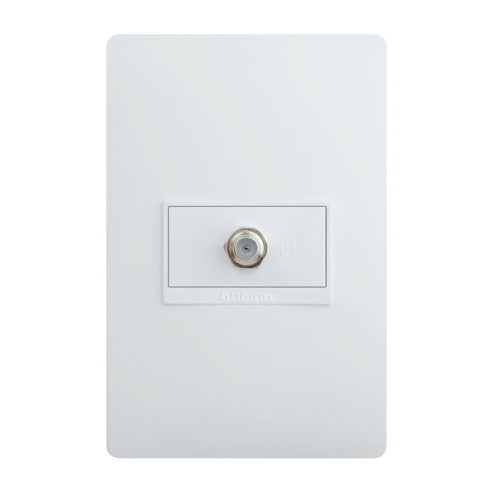 Tomacorriente coaxial tv blanco