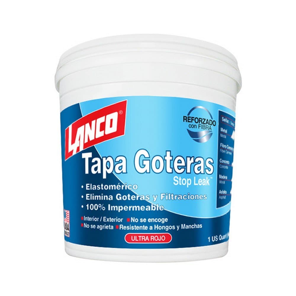 Masilla acrílica tapagoteras color rojo liso 0.946 l (qto)