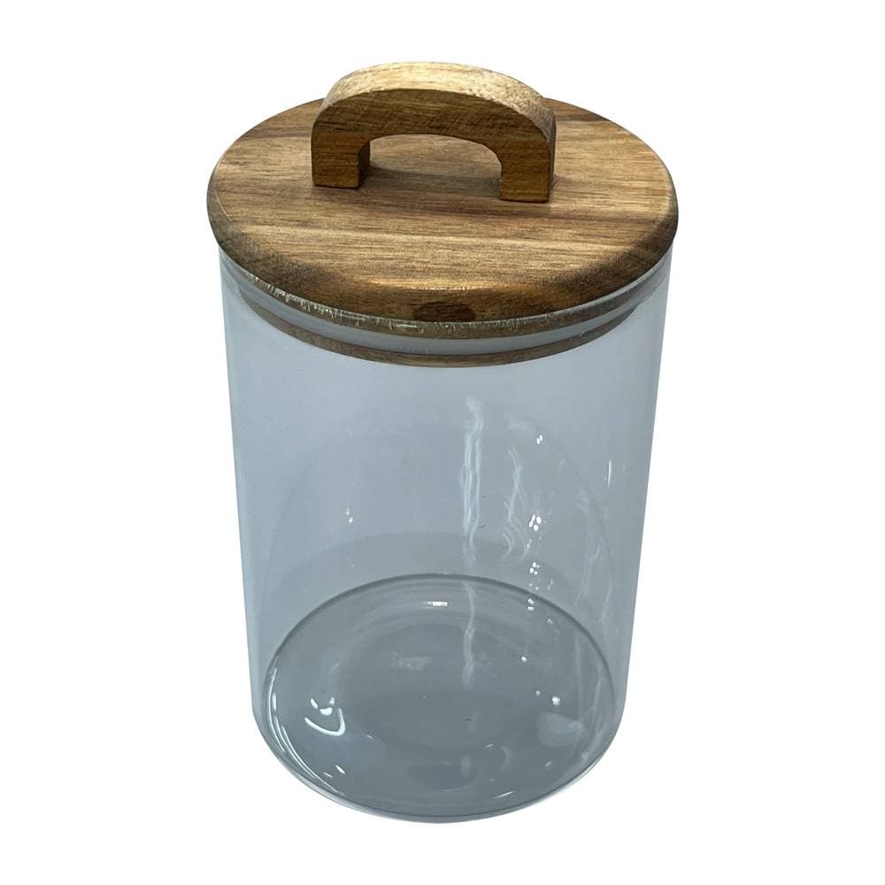 Depósito para almacenar de vidrio con tapa de madera 800 ml