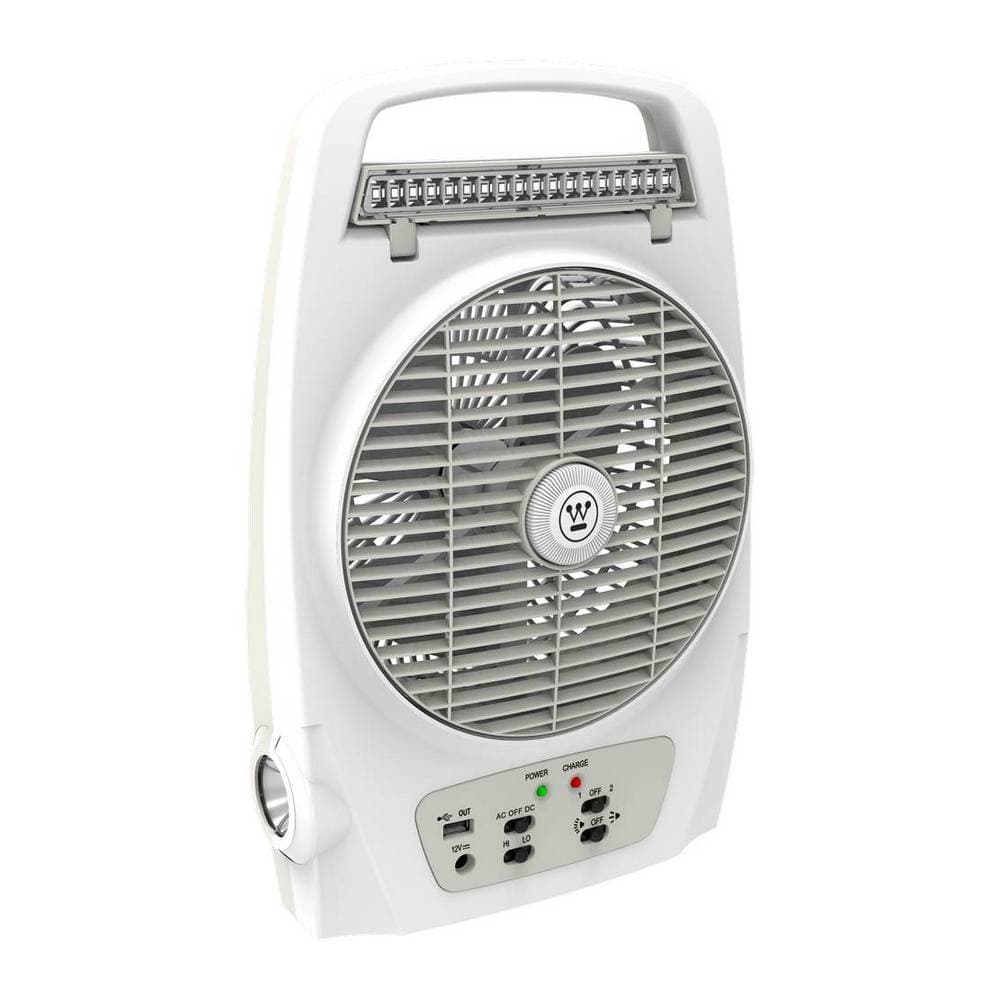 Ventilador recargable con luz led blanco 20 cm - 2 velocidades