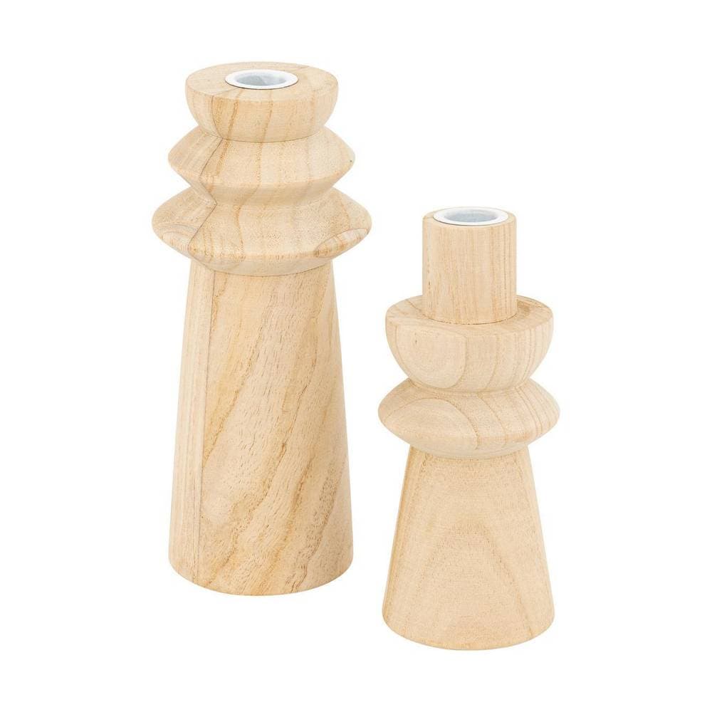 Candelabro de madera 10.5x23.5 cm beige 2 piezas