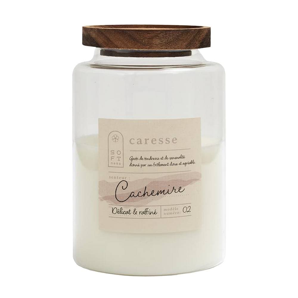 Candela en vaso de vidrio con tapa de madera 16.5 cm