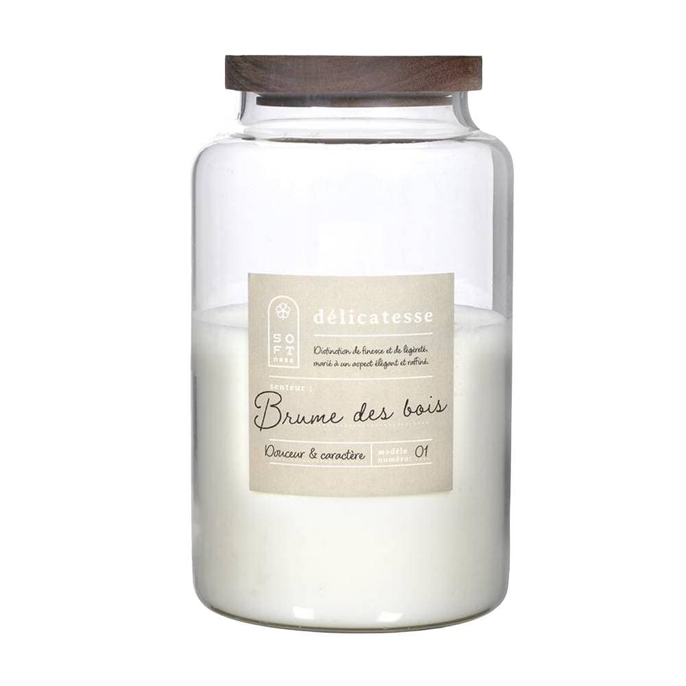 Candela en vaso de vidrio con tapa de madera 24 cm