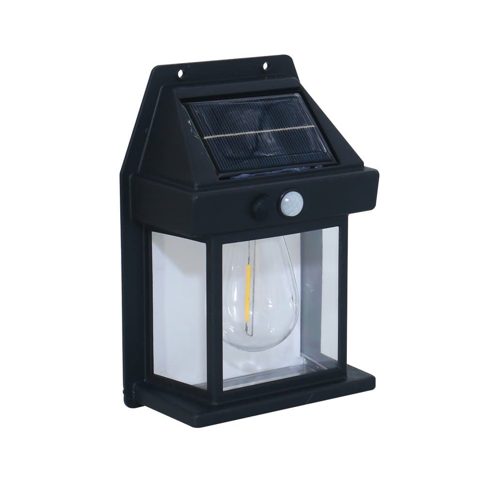 Lámpara de pared solar negra luz amarilla