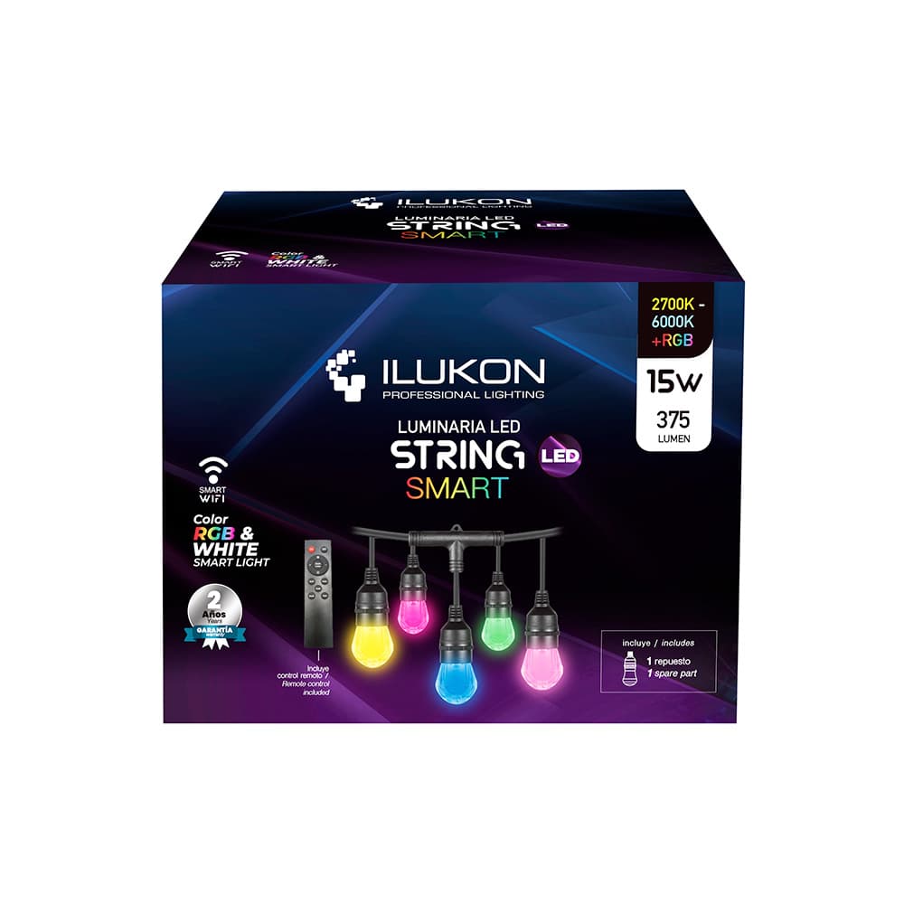 Guia con focos led rgb para exterior smart 15l 15mts ilukon