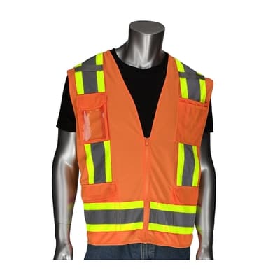 CHALECO DE SEGURIDAD TALLA XL ANARANJADO CON CINTA REFLECTIVA 8 BOLSILLOS