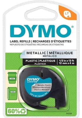 CINTA PAPEL GRIS METAL DYMO 12.7 mm x 3.96 m (1/2 in x 13 ft)
