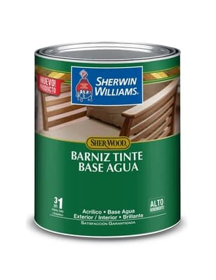 BARNIZ TINTE BASE AGUA PARA MADERA PARA USO EXTERIOR / INTERIOR NOGAL ROJIZO BRILLANTE 3 EN 1