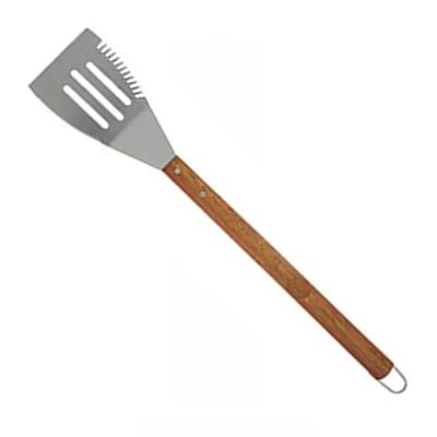 UTENSILIO ESPATULA PARA BARBACOA PLASTICO/METAL CROMADO MANGO DE MADERA