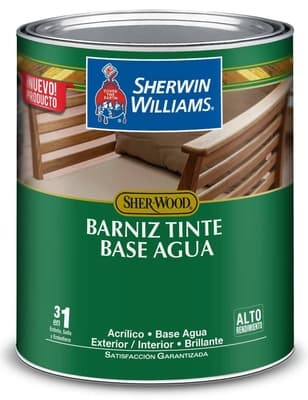 BARNIZ TINTE BASE AGUA PARA MADERA PARA USO EXTERIOR / INTERIOR CAOBA BRILLANTE 3 EN 1