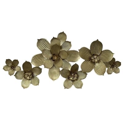 PLACA PARED DECORATIVO 45.7 cm x 92.1 cm FLORES DORADO
