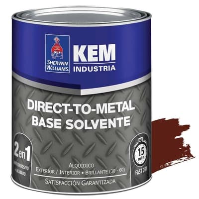 ANTICORROSIVO BASE SOLVENTE PARA METAL ROJO OXIDO BRILLANTE DIRECT TO METAL KEM DTM