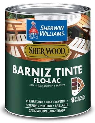 BARNIZ TINTE BASE SOLVENTE PARA MADERA PARA USO EXTERIOR / INTERIOR NOGAL CLARO FLO LAC