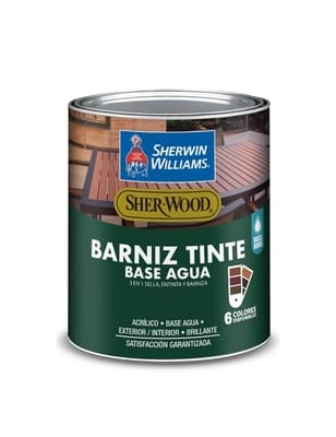 BARNIZ TINTE BASE AGUA PARA MADERA PARA USO EXTERIOR / INTERIOR CAOBA AFRICANO BRILLANTE 3 EN 1