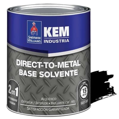 ANTICORROSIVO BASE SOLVENTE PARA METAL NEGRO BRILLANTE DIRECT TO METAL KEM DTM