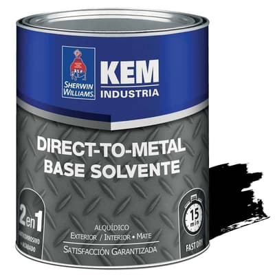 ANTICORROSIVO BASE SOLVENTE PARA METAL NEGRO MATE DIRECTO METAL KEM DTM