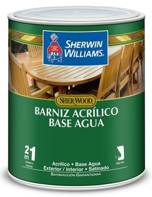 BARNIZ BASE AGUA ACRILICO PARA MADERA PARA USO EXTERIOR / INTERIOR TRANSPARENTE SATINADO