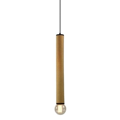 LAMPARA PENDANT 1 LUZ E27 CILINDRO 6 cm x 57 cm DORADO-NEGRO