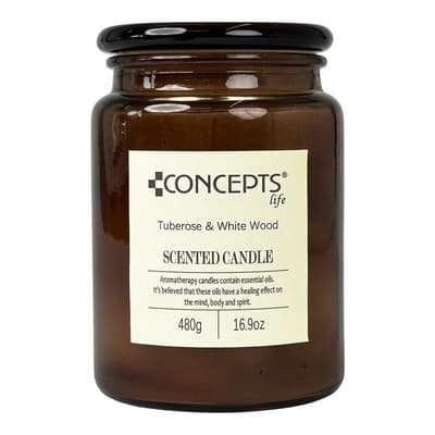 VELA AROMATICA 480 g VIDRIO CAFE NARDOS Y MADERA CON TAPA