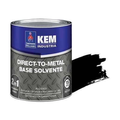 ANTICORROSIVO BASE SOLVENTE PARA METAL NEGRO BRILLANTE DIRECT TO METAL KEM DTM