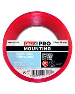 Cinta doble cara 3/4" x 25 m transparente