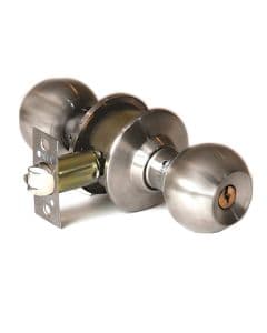 Pomo con llave para dormitorio acero inoxidable satinado