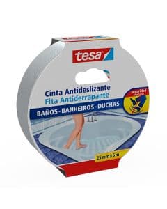 Cinta antideslizante para baño 2.54 cm x 5 m (1") transparente Tesa
