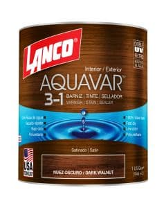 Barniz base agua Aquavar nuez oscuro 946 mL (1/4 gal) Lanco