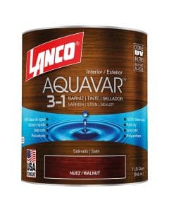 Barniz base agua Aquavar nuez 946 mL (1/4 gal) Lanco
