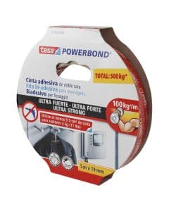 Cinta doble cara extra peso 19 mm x 5 m blanco (3/4") Tesa