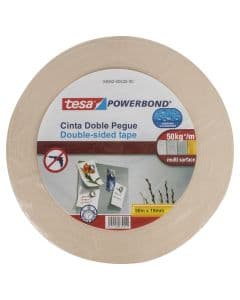Cinta doble cara 19 mm x 50 m (3/4") blanco Tesa